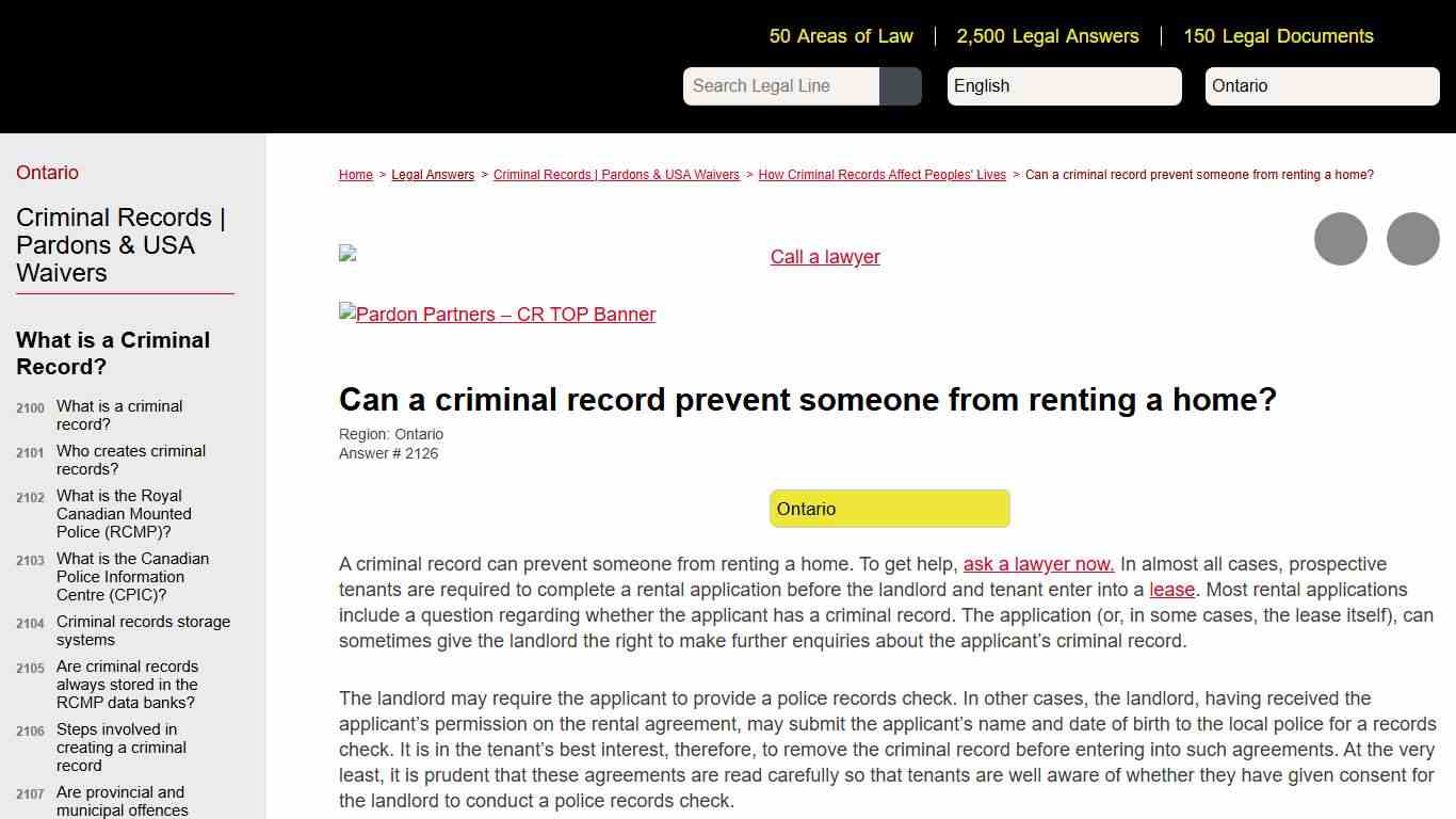 Can a criminal record prevent someone from renting a home? - FREE Legal Information | Legal Line