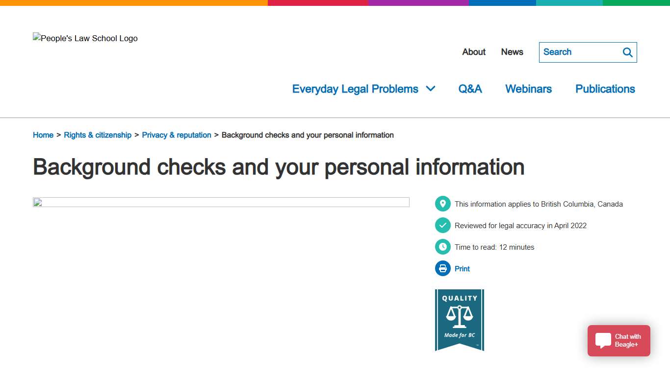 Background checks and your personal information | People's Law